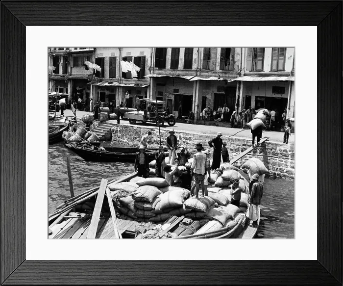 Framed Print : Workers Unloading Sacks of Grain Framed Print : Workers Unloading Sacks of Grain