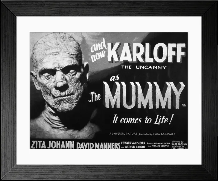 Framed Print : Movie Poster for The Mummy with Boris Karloff Framed Print : Movie Poster for The Mummy with Boris Karloff