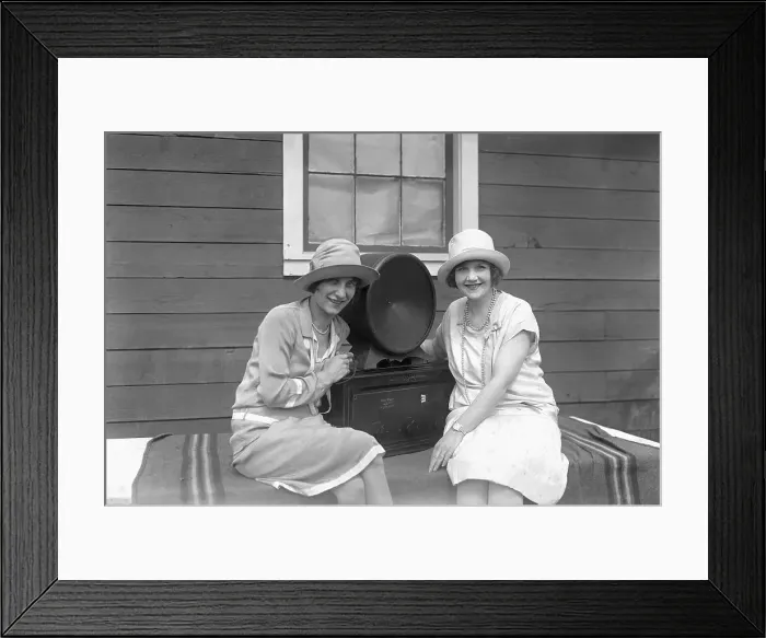 Framed Print : Women Listening to the Radio Framed Print : Women Listening to the Radio