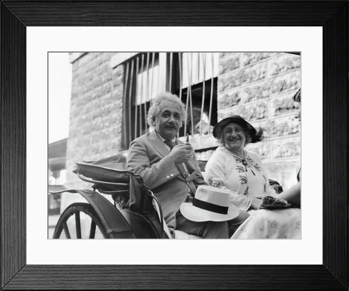 Framed Print : Albert Einstein and Wife Riding in Carriage Framed Print : Albert Einstein and Wife Riding in Carriage