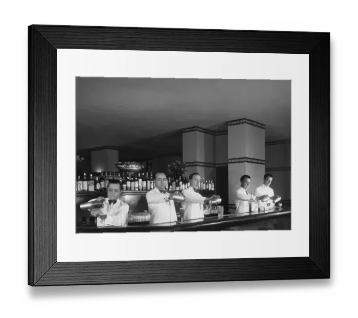 Framed Print : Bartenders Mixing Drinks During Competition