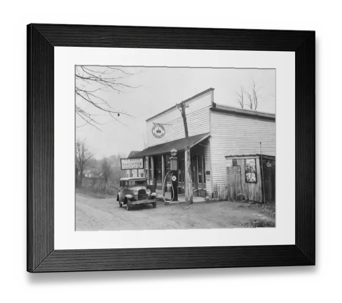 Framed Print : Post Office and Gasoline Station Framed Print : Post Office and Gasoline Station