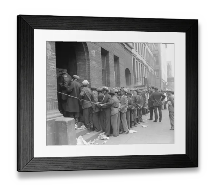 Framed Print : Police Watch Rioting Unemployed On Line Framed Print : Police Watch Rioting Unemployed On Line