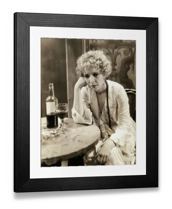 Framed Print : Helen Hayes Sitting at Table with Bottle of Wine Framed Print : Helen Hayes Sitting at Table with Bottle of Wine