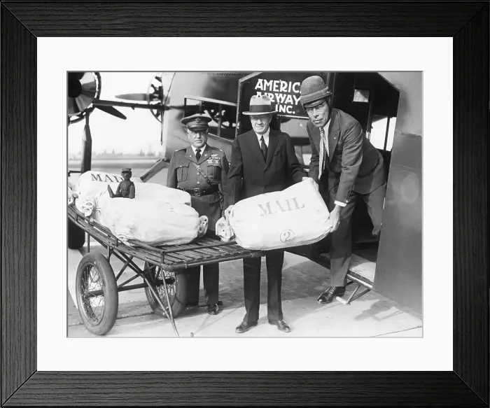 Framed Print : Reenactment of First Air Mail Delivery Via Airplane Framed Print : Reenactment of First Air Mail Delivery Via Airplane