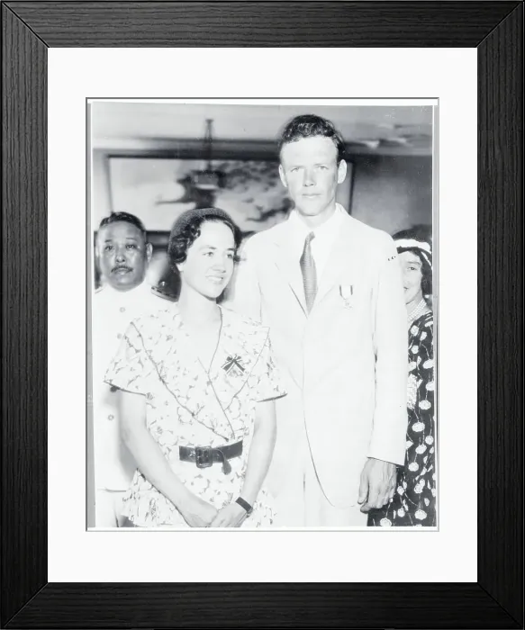 Framed Print : Charles Lindbergh and His Wife Wearing Medals Framed Print : Charles Lindbergh and His Wife Wearing Medals