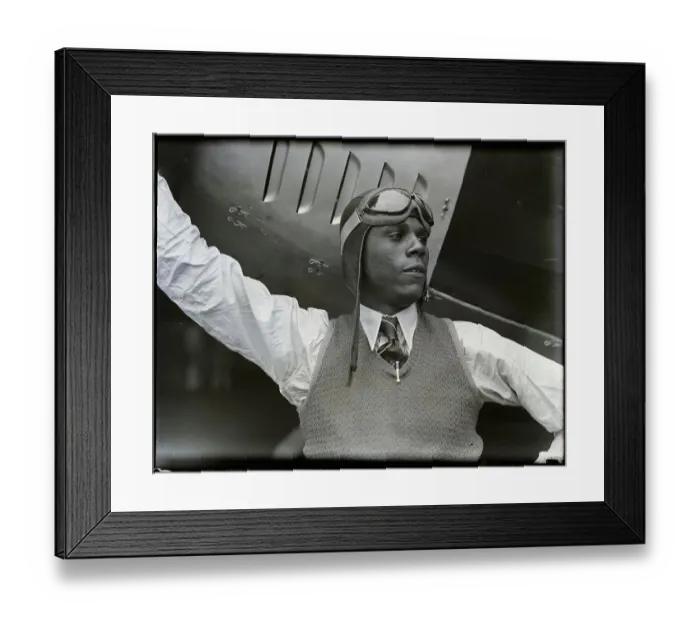 Framed Print : Black Pilot W / Arm Raised, Headshoulders Framed Print : Black Pilot W / Arm Raised, Headshoulders