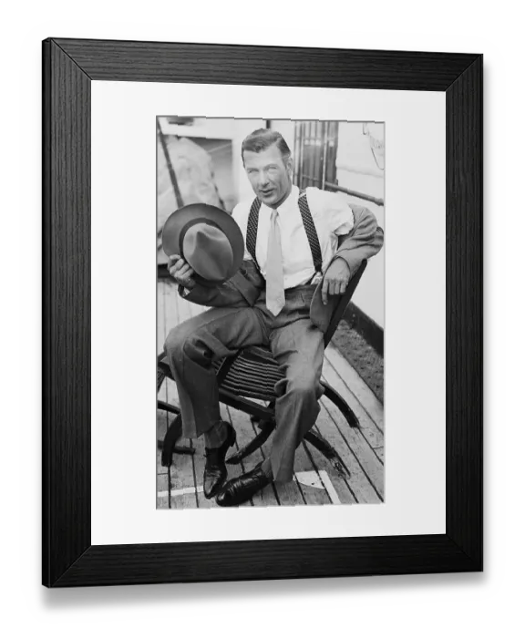 Framed Print : Gary Cooper Seated On Ship Framed Print : Gary Cooper Seated On Ship