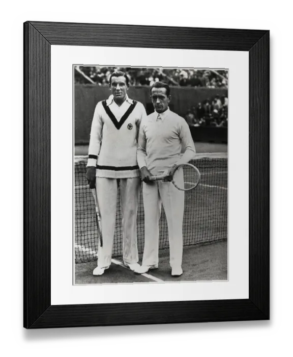 Framed Print : Tennis Stars Pose On Court Before Match Framed Print : Tennis Stars Pose On Court Before Match