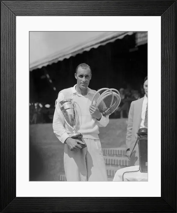 Framed Print : Bill Tilden Holding Trophy and Tennis Rackets Framed Print : Bill Tilden Holding Trophy and Tennis Rackets