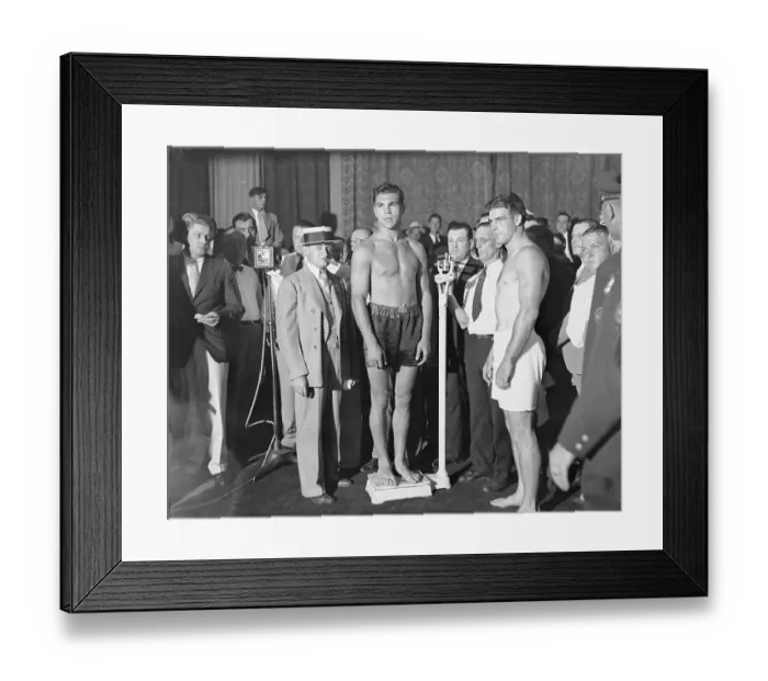 Framed Print : Schmeling and Stribling Weighing In Framed Print : Schmeling and Stribling Weighing In