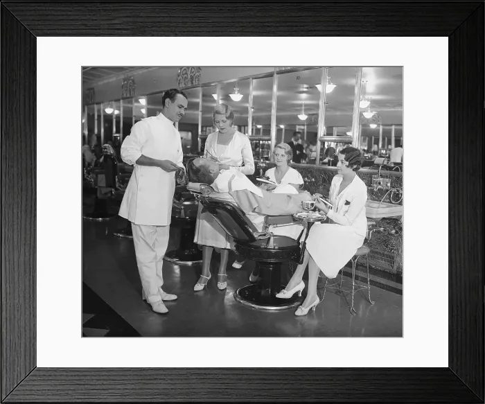 Framed Print : Businessman Receiving Full Salon Treatment Framed Print : Businessman Receiving Full Salon Treatment