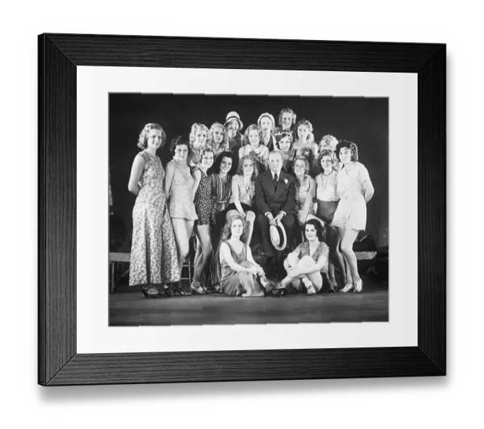 Framed Print : Flo Ziegfeld Posing with Revue Girls Framed Print : Flo Ziegfeld Posing with Revue Girls