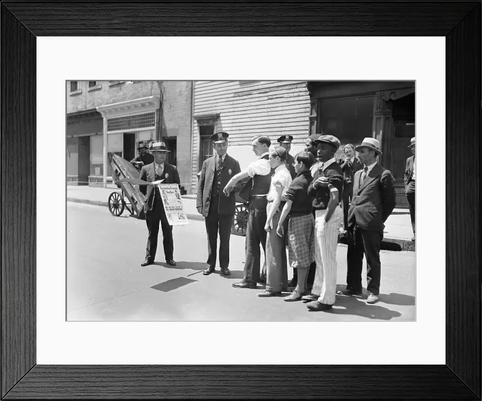 Framed Print : Man Inspecting Pedestrians for Vaccinations Framed Print : Man Inspecting Pedestrians for Vaccinations