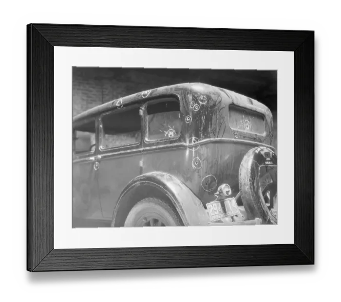 Framed Print : Bullet-Riddled Cop Car Framed Print : Bullet-Riddled Cop Car
