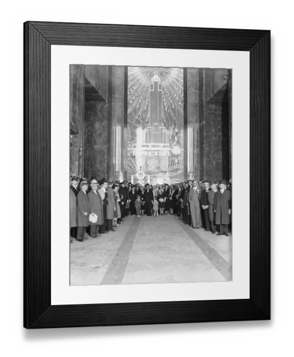 Framed Print : Notables in Lobby During Opening of Empire State Building Framed Print : Notables in Lobby During Opening of Empire State Building