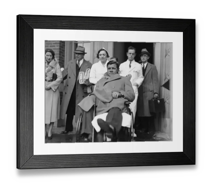 Framed Print : Babe Ruth with Wife and Personal Nurse at Railroad Station Framed Print : Babe Ruth with Wife and Personal Nurse at Railroad Station