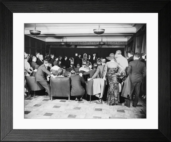 Framed Print : Crowd Watches Tiny TV and First TV Broadcast Framed Print : Crowd Watches Tiny TV and First TV Broadcast