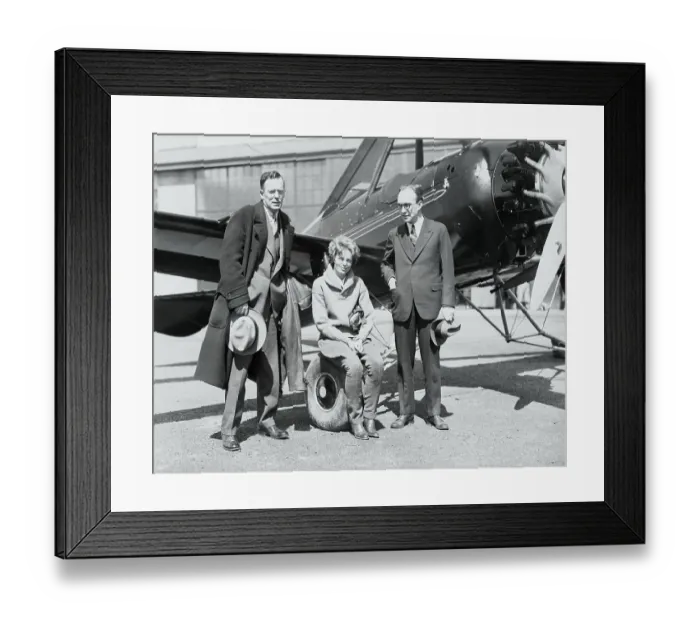 Framed Print : Amelia Earhart with Husband and Harold Pitcairn Framed Print : Amelia Earhart with Husband and Harold Pitcairn