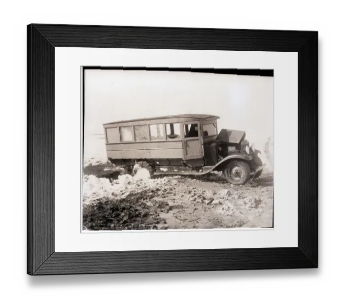 Framed Print : School Bus After Being Stuck in Blizzard Framed Print : School Bus After Being Stuck in Blizzard