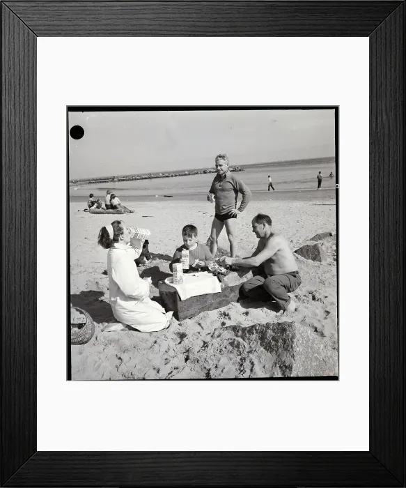 Framed Print : People Eating At Beach Framed Print : People Eating At Beach