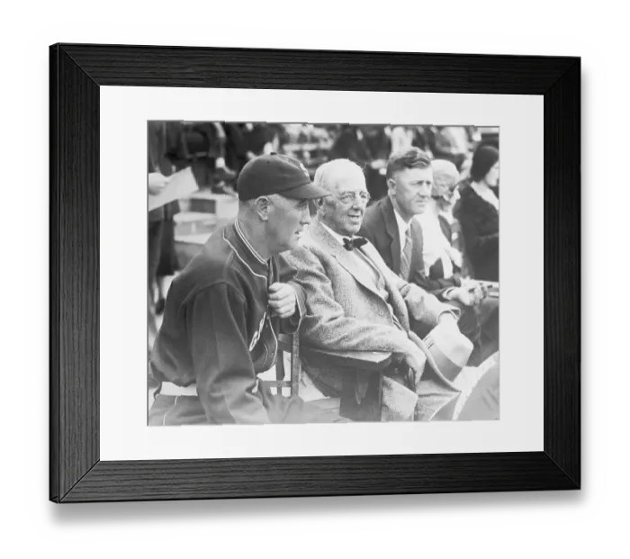 Framed Print : Charles Comiskey and Manager Donie Bush Watching Ball Game in Stadium