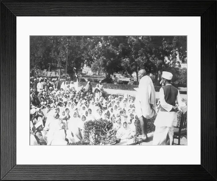 Framed Print : Mahatma Gandhi Addressing Followers
