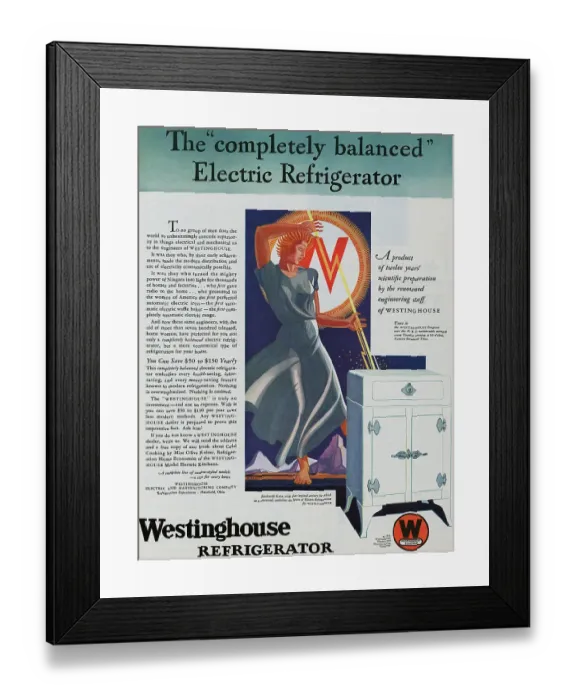 Framed Print : Advertisement for Westinghouse Refrigerator Framed Print : Advertisement for Westinghouse Refrigerator
