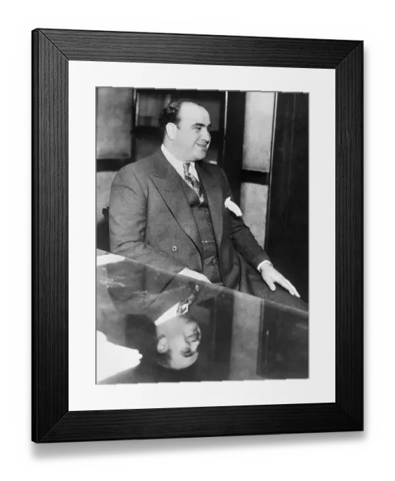 Framed Print : Al Capone pictured in court int he Federal Building in Chicago after his Framed Print : Al Capone pictured in court int he Federal Building in Chicago after his