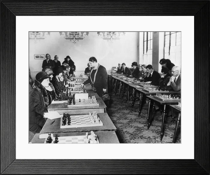 Framed Print : Vera Menchik Playing Chess with Twenty Partners Framed Print : Vera Menchik Playing Chess with Twenty Partners