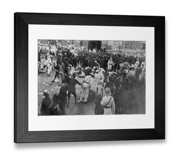 Framed Print : Indian Protesters Receiving Punishment from Policemen Framed Print : Indian Protesters Receiving Punishment from Policemen