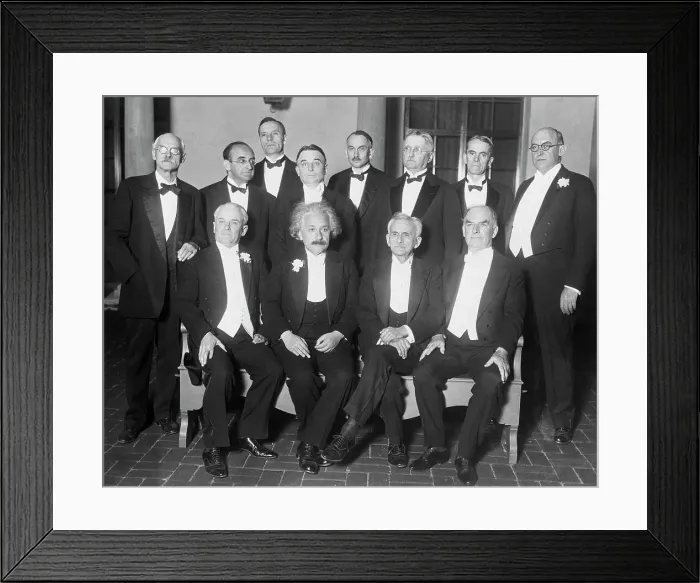 Framed Print : Portrait of Albert Einstein with Other Noted Scientists Framed Print : Portrait of Albert Einstein with Other Noted Scientists