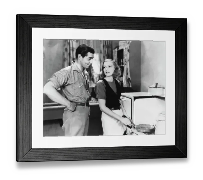 Framed Print : Actor Clark Gable and Actress Greta Garbo in Movie Scene