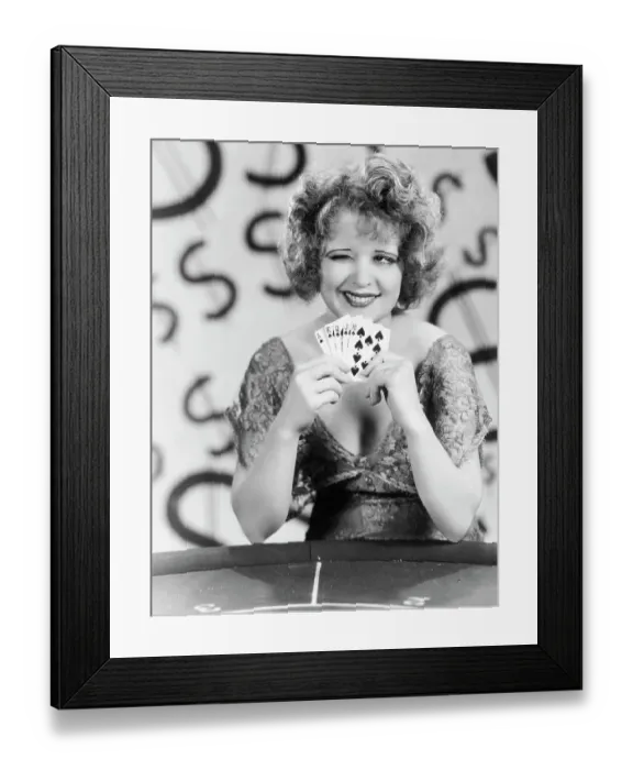 Framed Print : Actress Clara Bow Holding a Royal Flush Framed Print : Actress Clara Bow Holding a Royal Flush