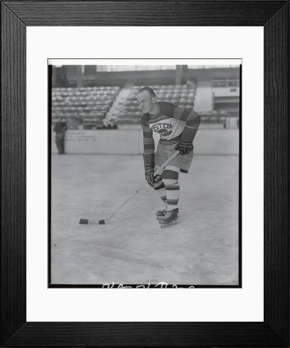 Framed Print : Portrait of Eddie Shore Playing Hockey