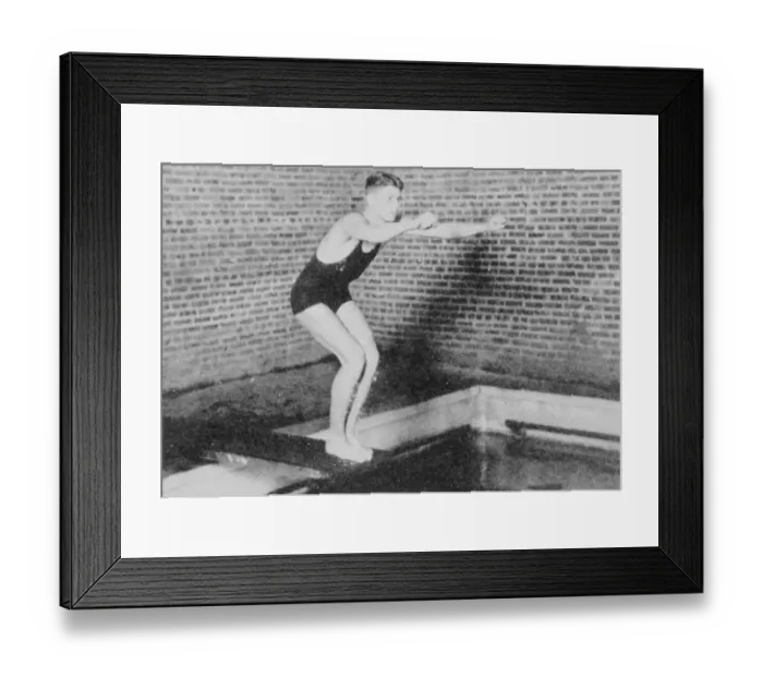 Framed Print : Ronald Reagan Preparing for a Dive Framed Print : Ronald Reagan Preparing for a Dive