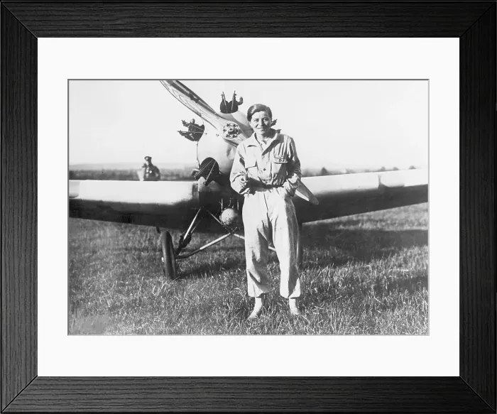 Framed Print : German Aviator in Front of Her Plane Framed Print : German Aviator in Front of Her Plane