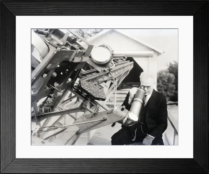 Framed Print : Dr. Pease With His Mega-Telescope Framed Print : Dr. Pease With His Mega-Telescope