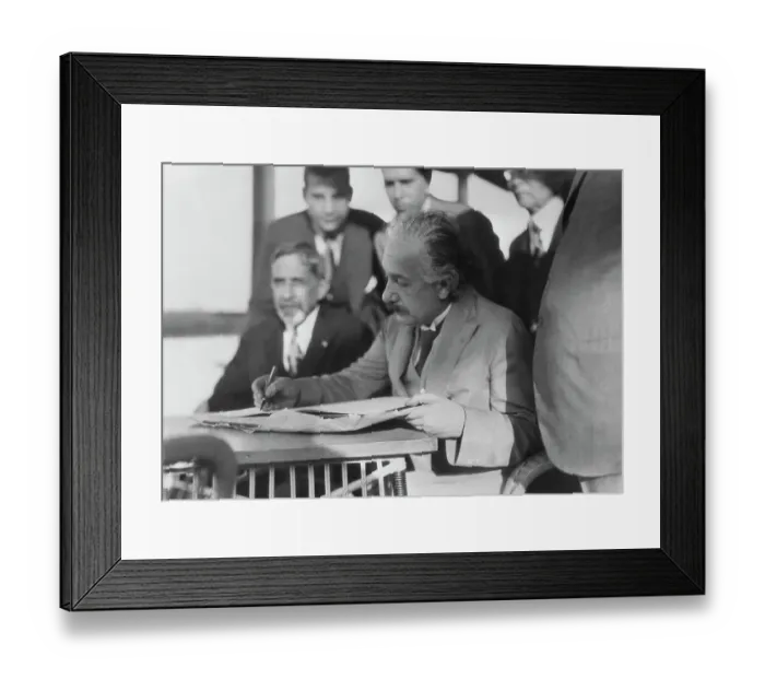 Framed Print : Albert Einstein Signing Autograph Framed Print : Albert Einstein Signing Autograph