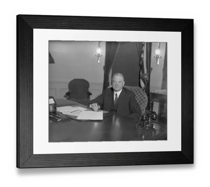 Framed Print : Herbert Hoover Signing Unemployment Relief Bill Framed Print : Herbert Hoover Signing Unemployment Relief Bill