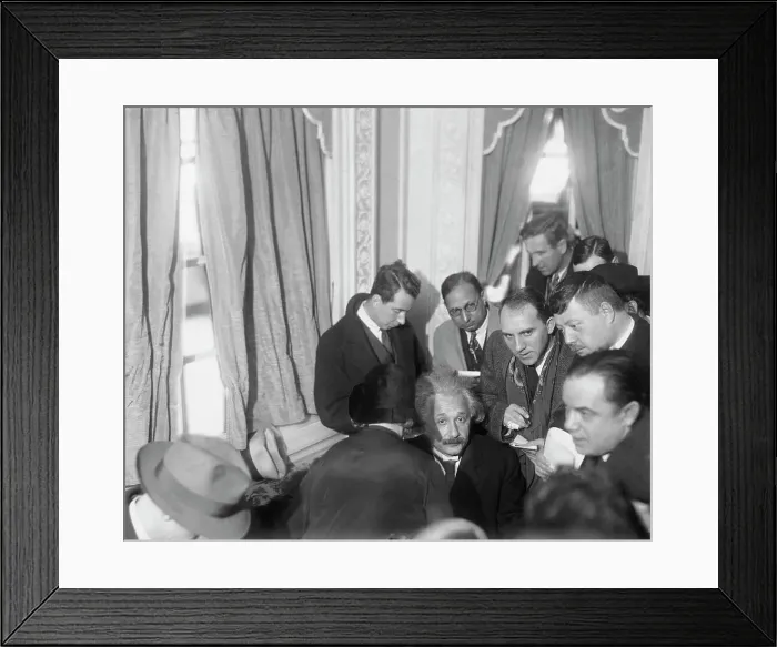 Framed Print : Reporters Surrounding Albert Einstein
