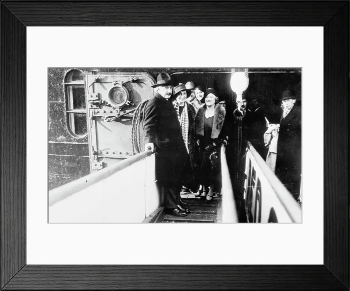 Framed Print : Albert and Elsa Einstein Boarding Ship Framed Print : Albert and Elsa Einstein Boarding Ship