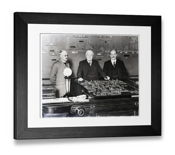 Framed Print : Men Standing at Control Board Framed Print : Men Standing at Control Board