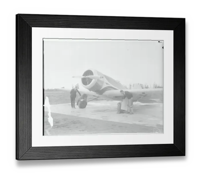Framed Print : Men Inspecting New Lindbergh Plane Wing Framed Print : Men Inspecting New Lindbergh Plane Wing