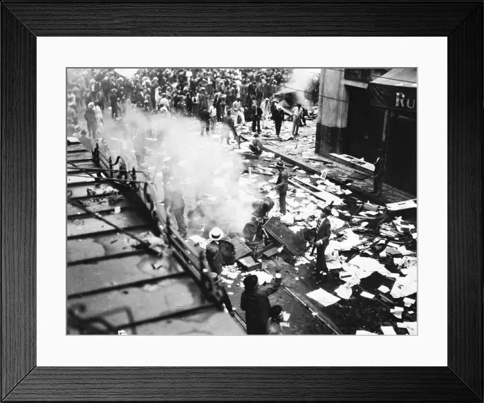 Framed Print : Revolutionists Burn Furniture in Street Framed Print : Revolutionists Burn Furniture in Street