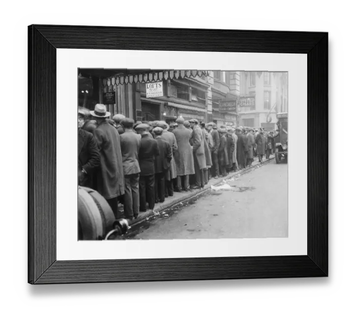 Framed Print : Men Stand On Line On Sidewalk / Nyc Framed Print : Men Stand On Line On Sidewalk / Nyc