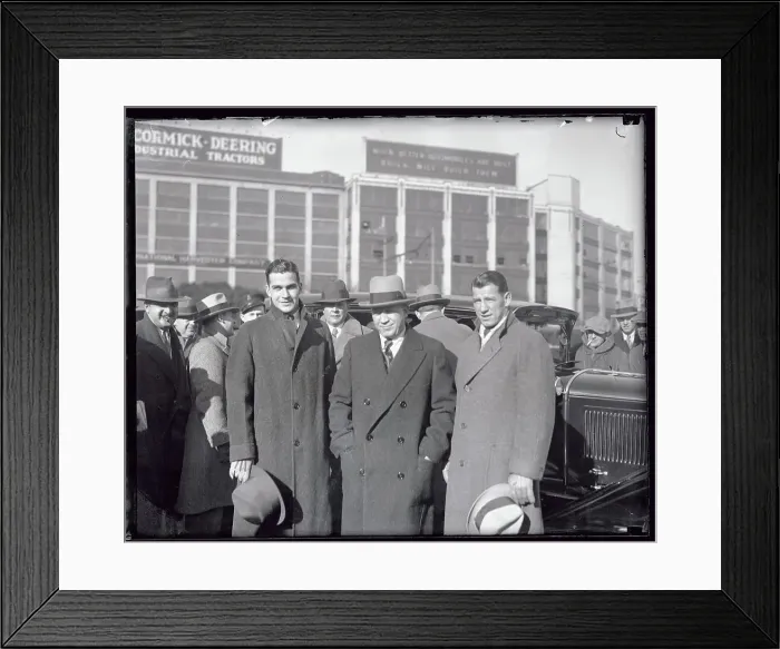 Framed Print : Knute Rockne with Two Players Framed Print : Knute Rockne with Two Players