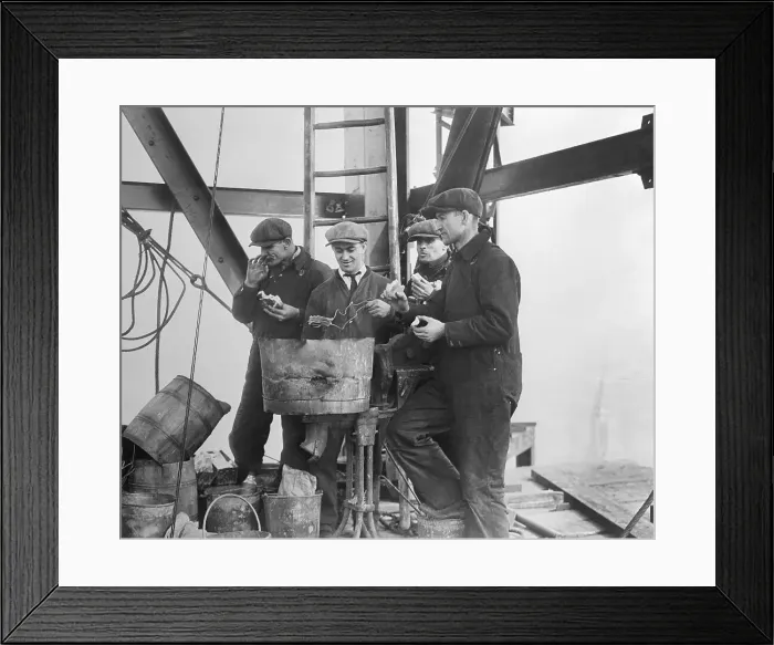 Framed Print : Construction Workers Cooking Lunch over Fire Framed Print : Construction Workers Cooking Lunch over Fire