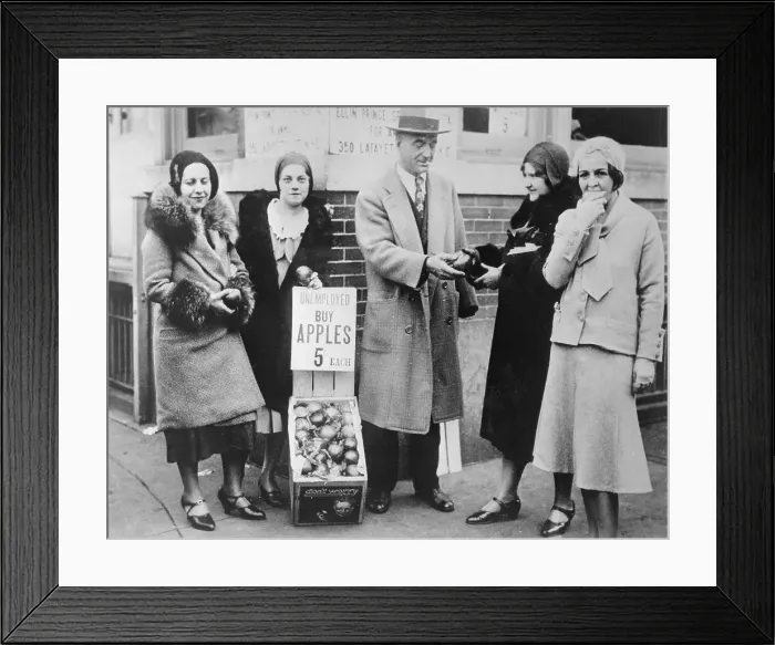 Framed Print : Apple Salesman In Depression Framed Print : Apple Salesman In Depression