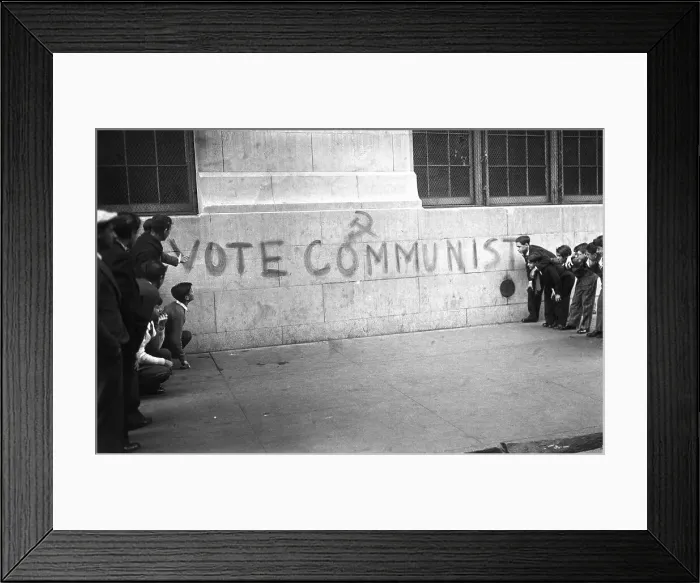 Framed Print : Children Looking at Communist Graffiti Framed Print : Children Looking at Communist Graffiti